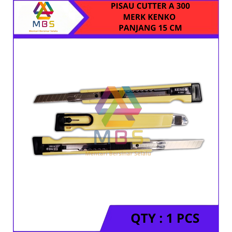 

PISAU CUTTER KECIL MERK KENKO TYPE A 300 PANJANG 15 CM PISAU SERBAGUNA