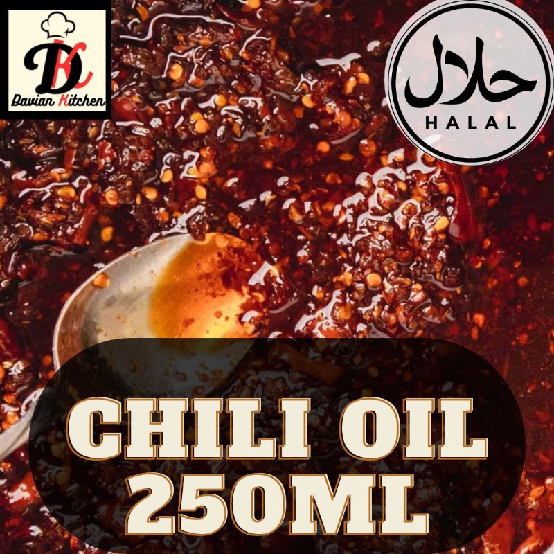 

chili oil minyak cabai halal mui kemasan botol 250ml tanpa stiker sambal dimsum saus dimsum