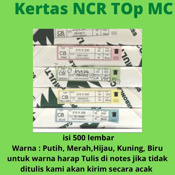 

Murah kertas NCR Top Putih Mc isi 5 lembar