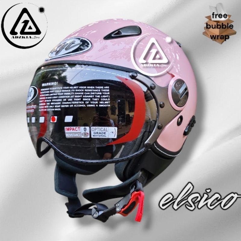 HELM KYT ELSICO SOLID/POLOS PINK|HELM HALF FACE RETRO CLASSIC