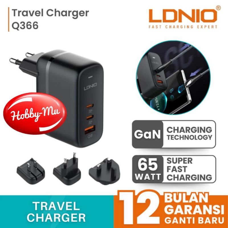 LDNIO TRAVEL CHARGER 65W GAN 3 USB FAST CHARGER