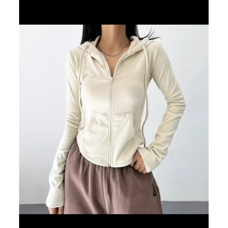 hoodie wanita korean style crop