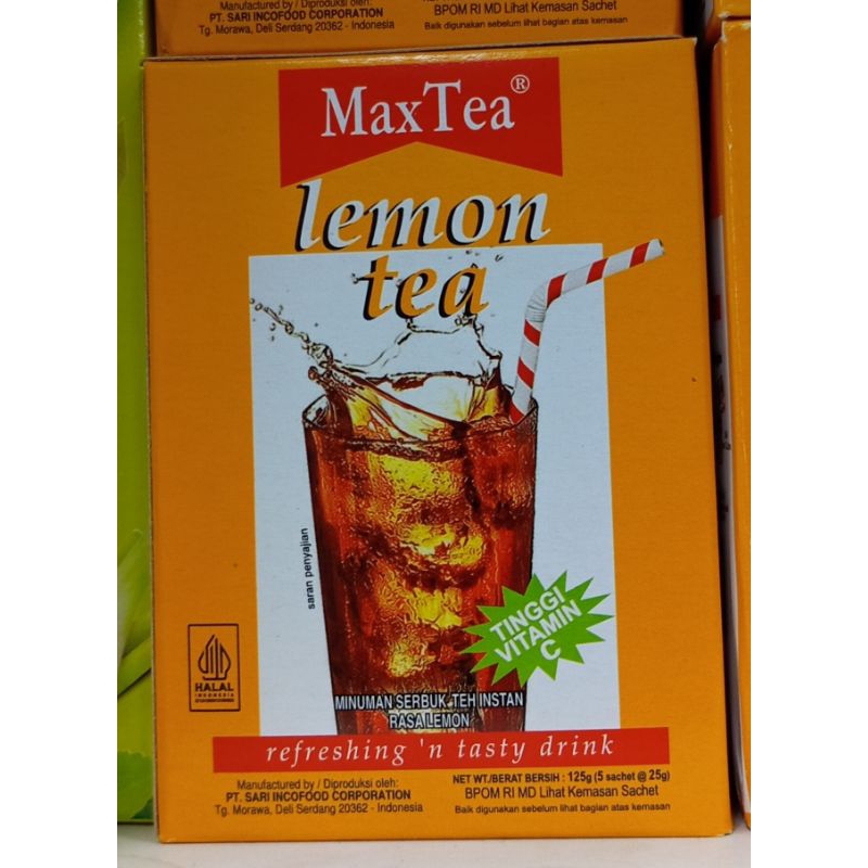 

Max tea teh serbuk instan rasa lemon tea sachet 25gr