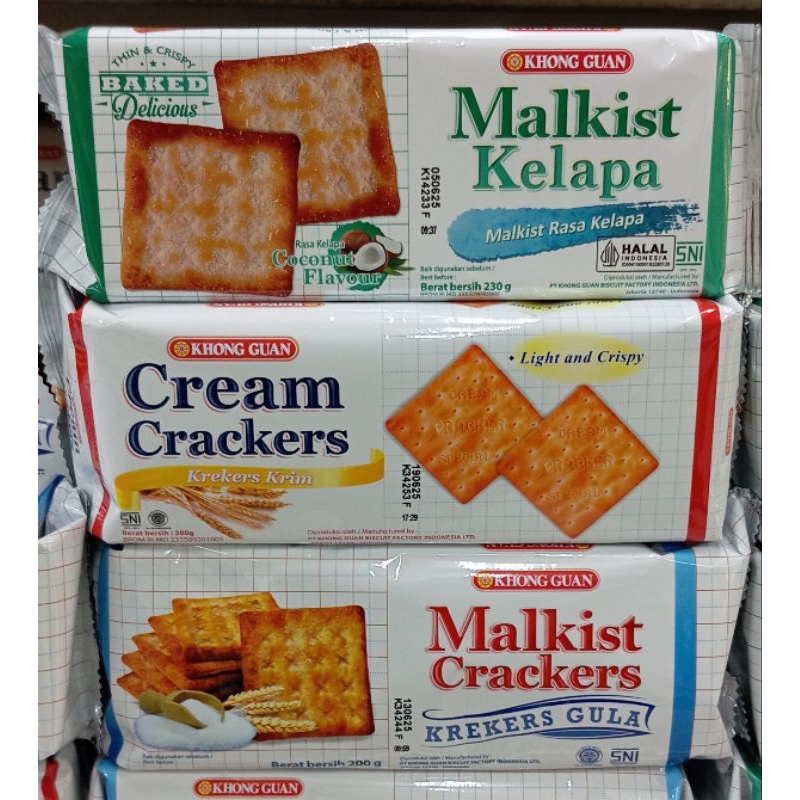 

Khong guan Malkist crackers cream rasa kelapa - krekers gula - krim - coconut flavour