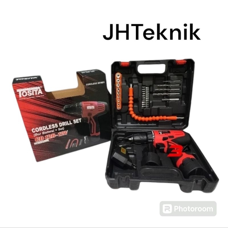 JHTeknik Mesin Bor Corldess 12 Volt 29 Pcs TOSITA CD12A-12V/Bor Baterai 12Volt 29 pcs Tosita 100% OR