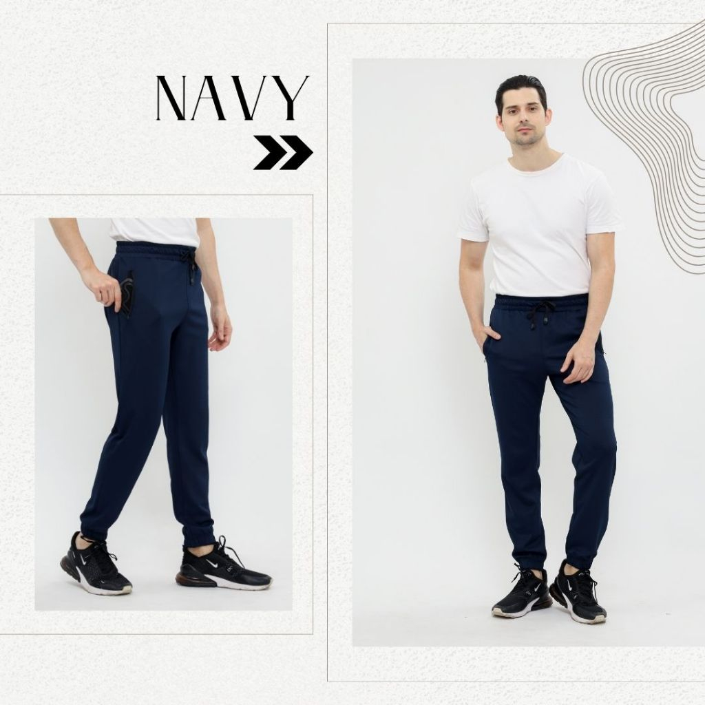 Celana Training Pants Pria Jogger Celana Olahraga Gym Pria Jogger Training Pria BIRU NAVY