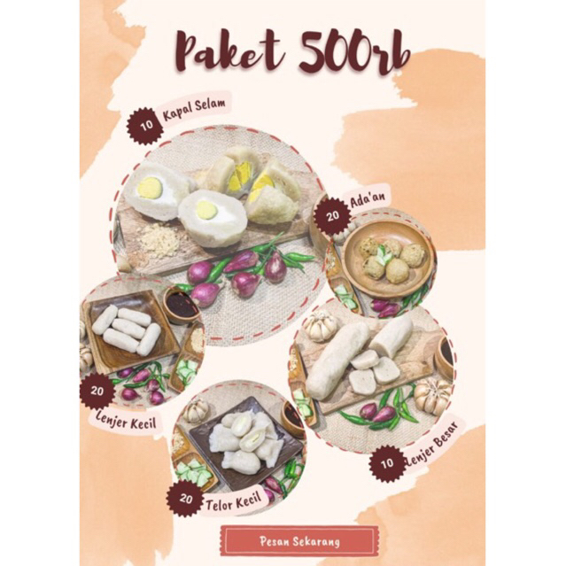 

paket pempek 500 pempek chanyo palembang