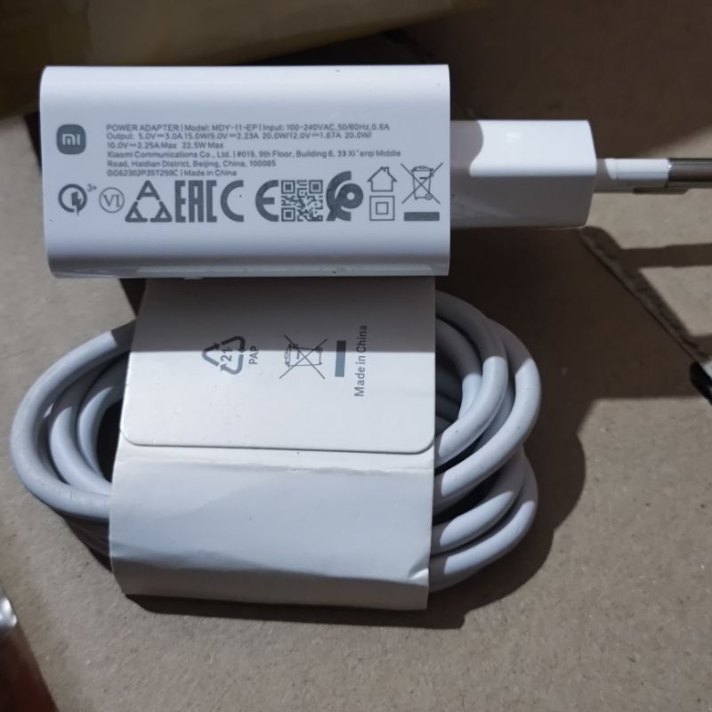 Charger Xiaomi 22.5Wat ORI Redmi 10 5G, Poco M3, Redmi 9T. Asali Original Bawaan HP