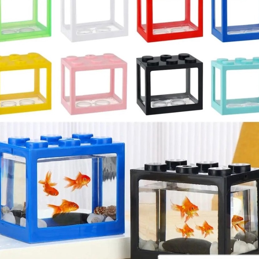 Diskon HC Akuarium Ikan Hias Akrilik Aquarium Mini Acrylic 12x8cm Akuarium Block Ikan Cupang Kurakur