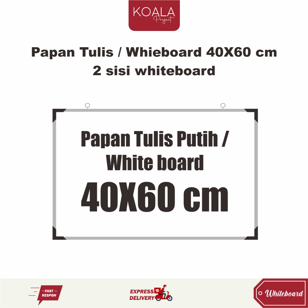 

WHITEBOARD PAPAN TULIS PUTIH 40X60 CM 2 SISI WHITEBAORD V2 - KOALA PROJECT