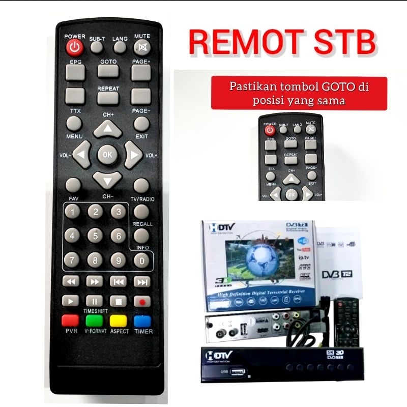 Remot set top box HDtv . tombol GOTO . Remot STB digital.