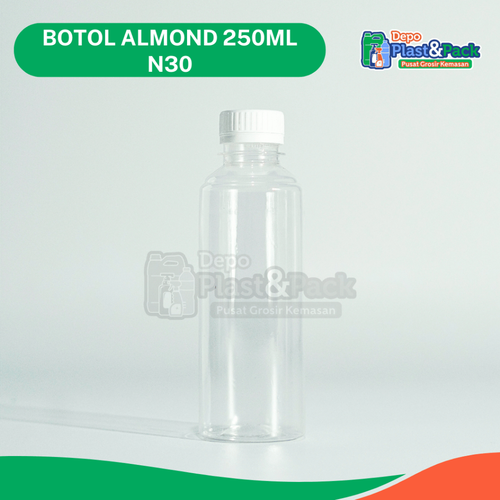 Botol Almond 250 ml N30 + tutup longneck | botol kemasan kopi, es cendol, kemasan minuman umkm