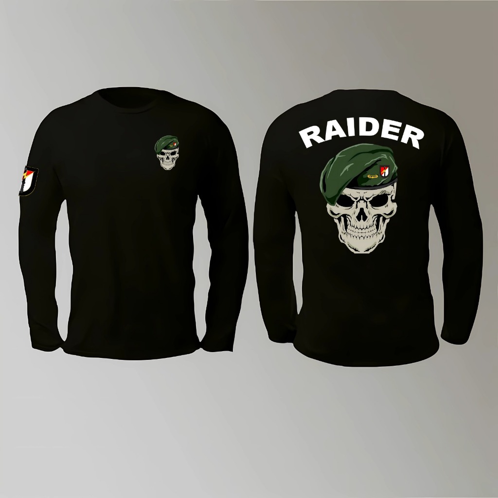 KAOS LENGAN PANJANG RAIDER TNI AD WARNA HITAM