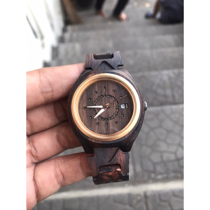 Jam Kayu Matoa Singo Fungsi Normal Mesin Miyota