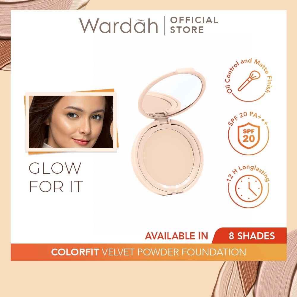 Wardah Colorfit Velvet Powder Foundation dan Refil - Bedak Padat Dengan SPF 20 - Oil Control - Hasil