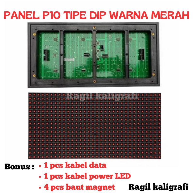 Panel Modul LED P10 Running text DIP merah red outdoor - Panel Led p10 dip outdoor