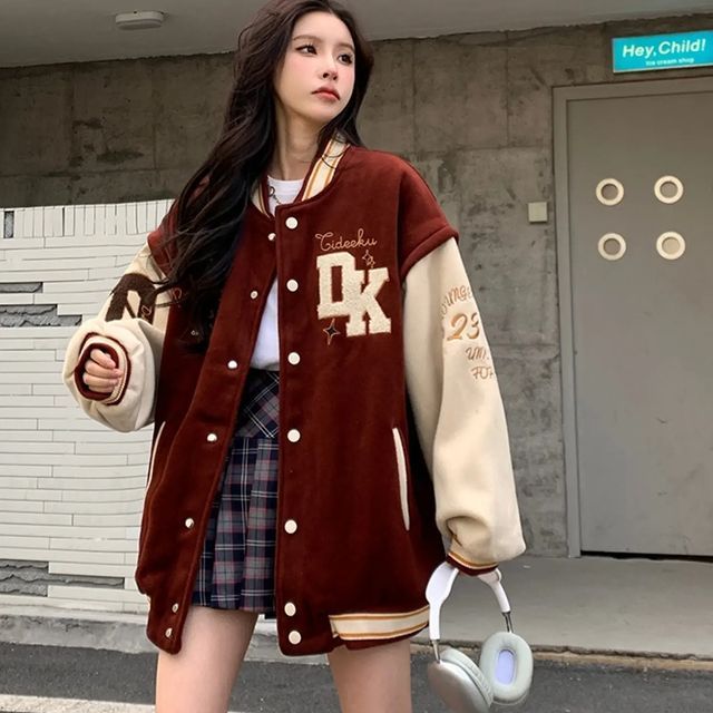 Jaket Baseball Varsity Oversize DK M-XXL Dewasa Anak-Jaket Baseball Korea Street Style Pria-Wanita