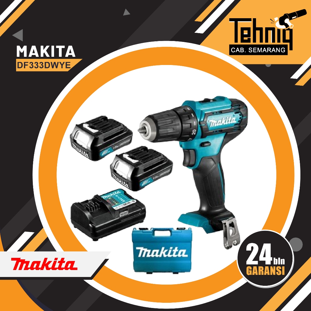 MESIN BOR TANGAN BATERAI MAKITA DF333DWYE (CORDLESS DRILL)