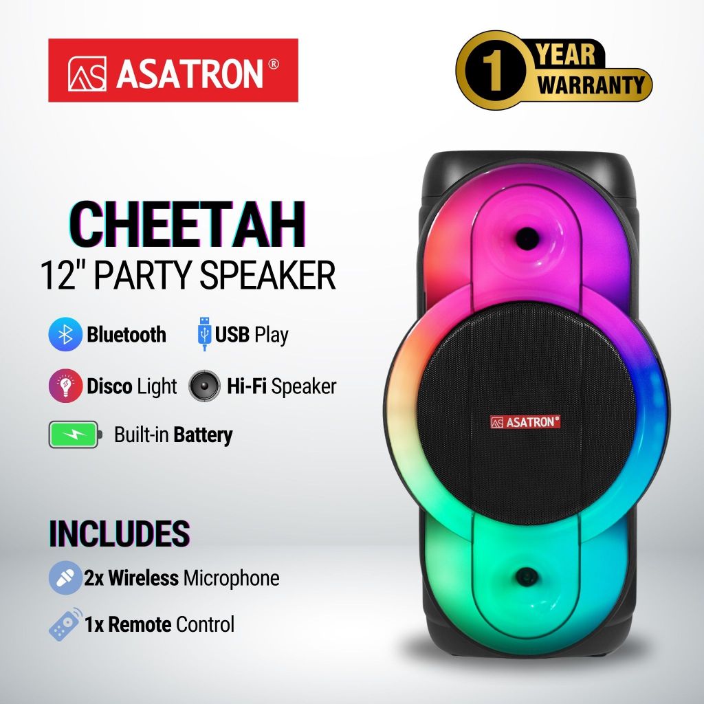 Asatron Cheetah 12 Inch Bluetooth Party Speaker