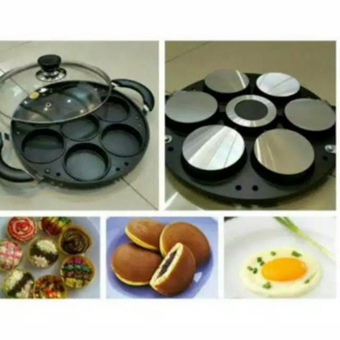 Cetakan Kue 7 Lubang Anti Lengket / Cetakan Martabak Mini / Cake Pan Teflon / Cetakan Bikang Kue Lum