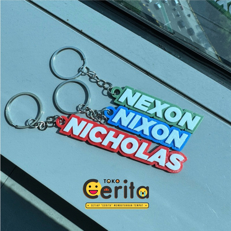 Gantungan Kunci Tas dan Souvenir Costum Nama atau kata Toko Cerita