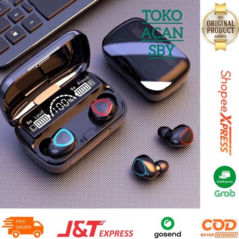 [COD] M10 & M19 TWS Powerbank Original Headset Bluetooth Earphone Nirkabel Powerbank Terbaru