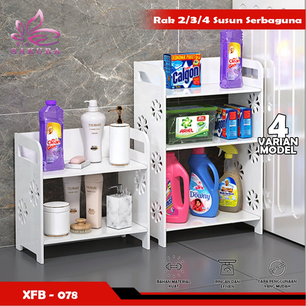 Rak Penyimpanan Multi-lapis Berdiri Di Lantai Kamar Mandi Toilet Kamar Mandi - SOSOYO