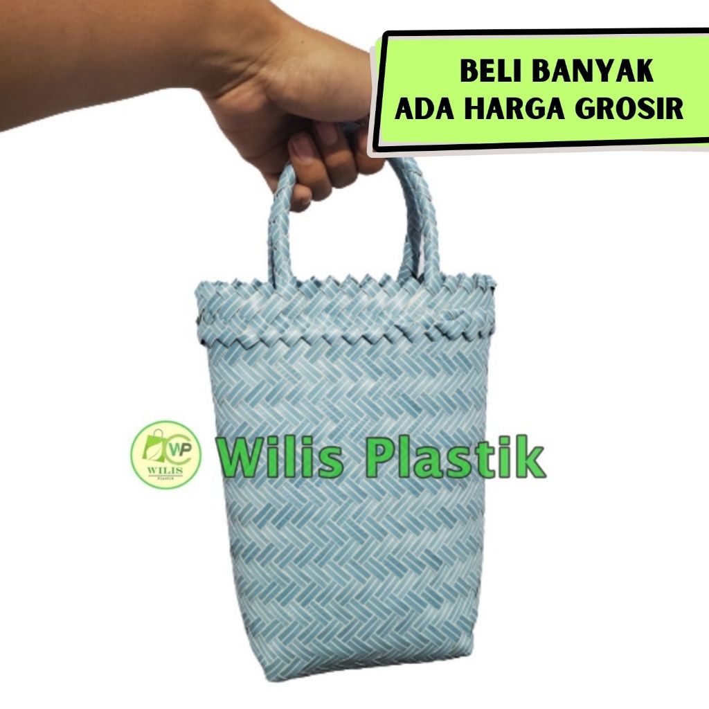 Wilis Plastik Tas Anyaman Tinggi Polos  Anyam Plastik Souvenir Parcel Hampers Pernikahan Ulang tahun