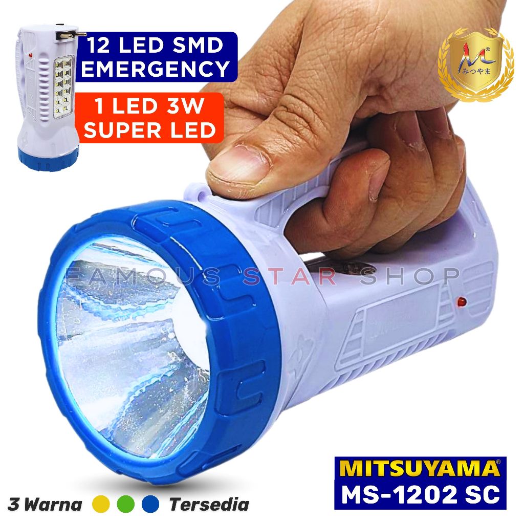 Senter dan Lampu Emergency Darurat Cas Listrik Mitsuyama MS-1202 / Senter Tangan + Emergency