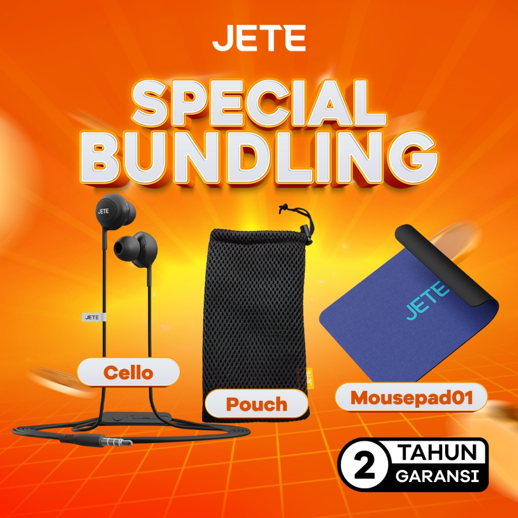 Headset JETE Cello + Pouch Jaring + Mousepad JETE 01