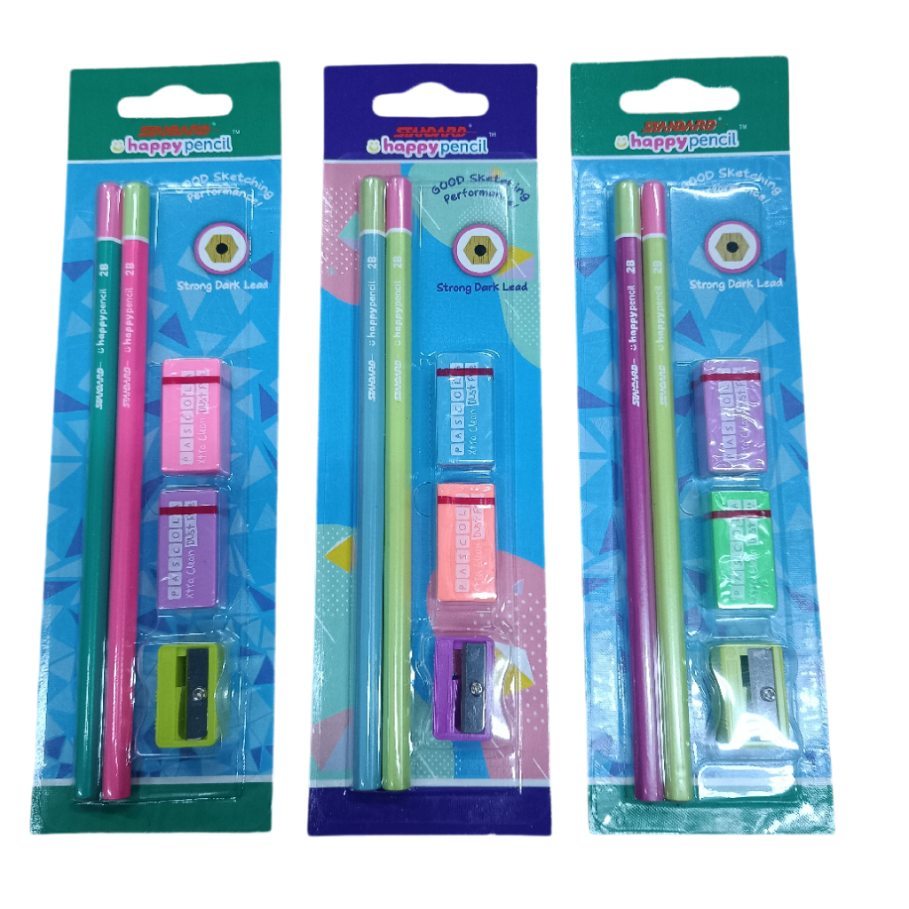 

Standard - Blister Happy Pencil 2B / Set (Pensil, Penghapus Pensil, Rautan/Peruncing Pensil)