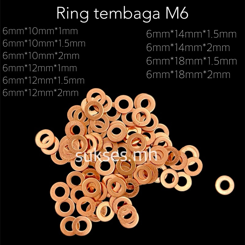 Ring tembaga M6 ring tembaga 6mm ring tembaga murni M6