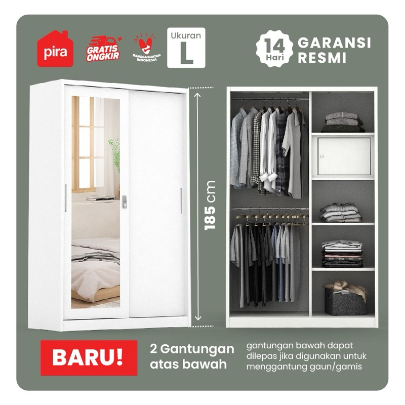 LEMARI BESI (PINTU SLEDING ) LEMARI PAKAIAN BESI FULL BESI