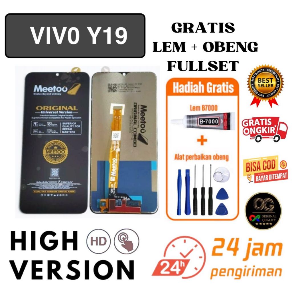 LCD VIVO Y19 fullset free LEM + OBENG / LCD TOUCHSCREEN VIVO Y19 ORIGINAL MEETOO