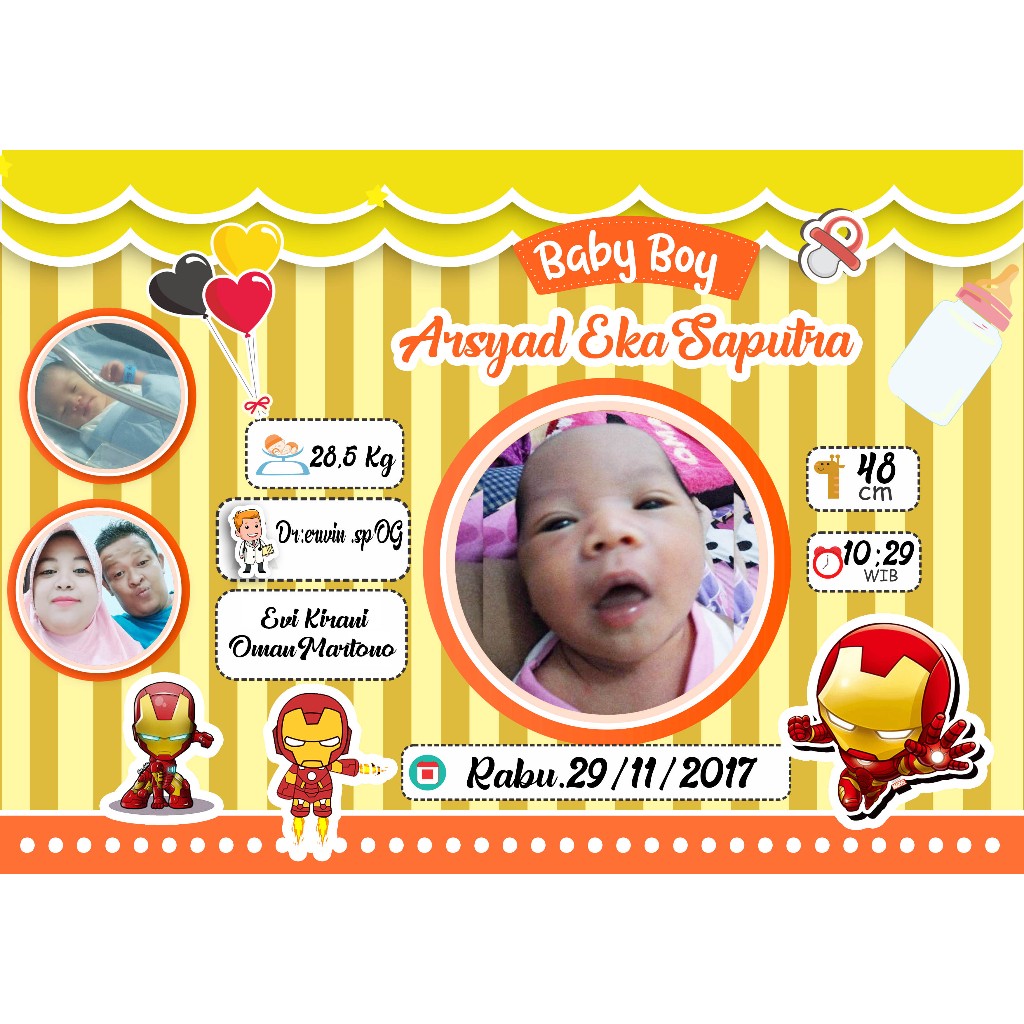CETAK PHOTO BIODATA BAYI+BINGKAI KAYU MDF 20X30 CM
