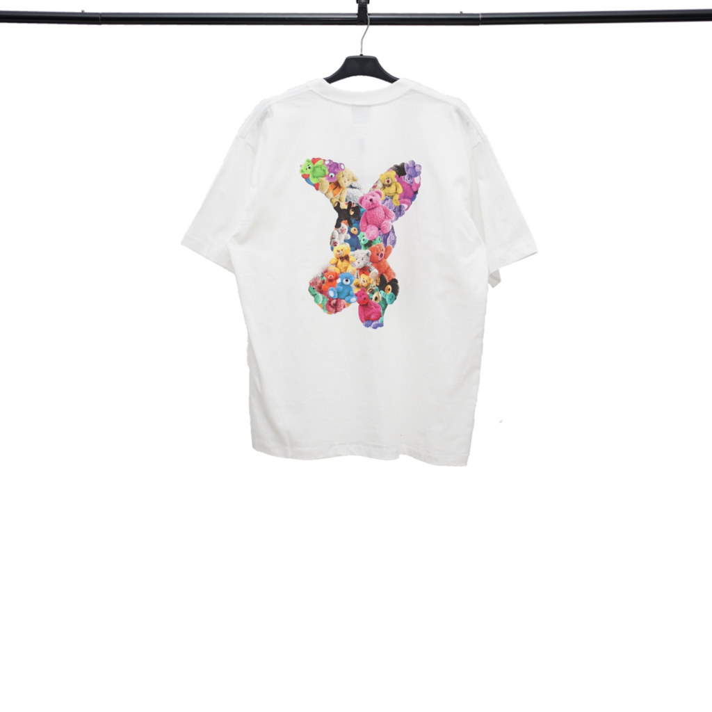 ADLV White Colourful Fuzzy Bear Tshirt Authentic / Kaos Branded Acme De La Vie Original