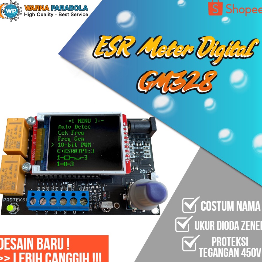 KODE D16R ESR Meter GM328  Smart Tester  Komponen tester GM328 Versi Lengkap  Proteksi