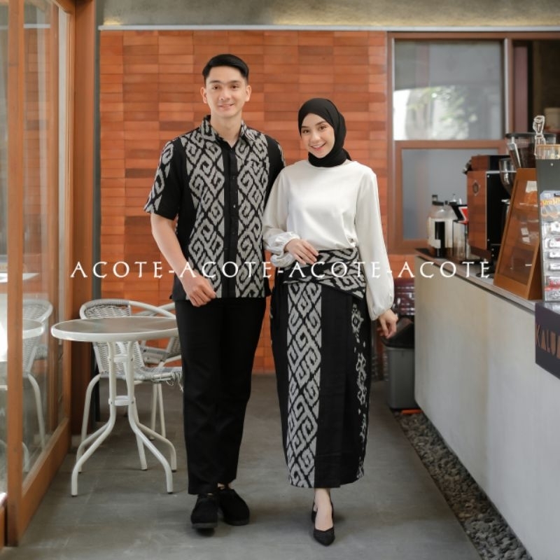 ACOTE Couple Tenun Clara Black - Set Baju Tenun & Rok Troso Jepara