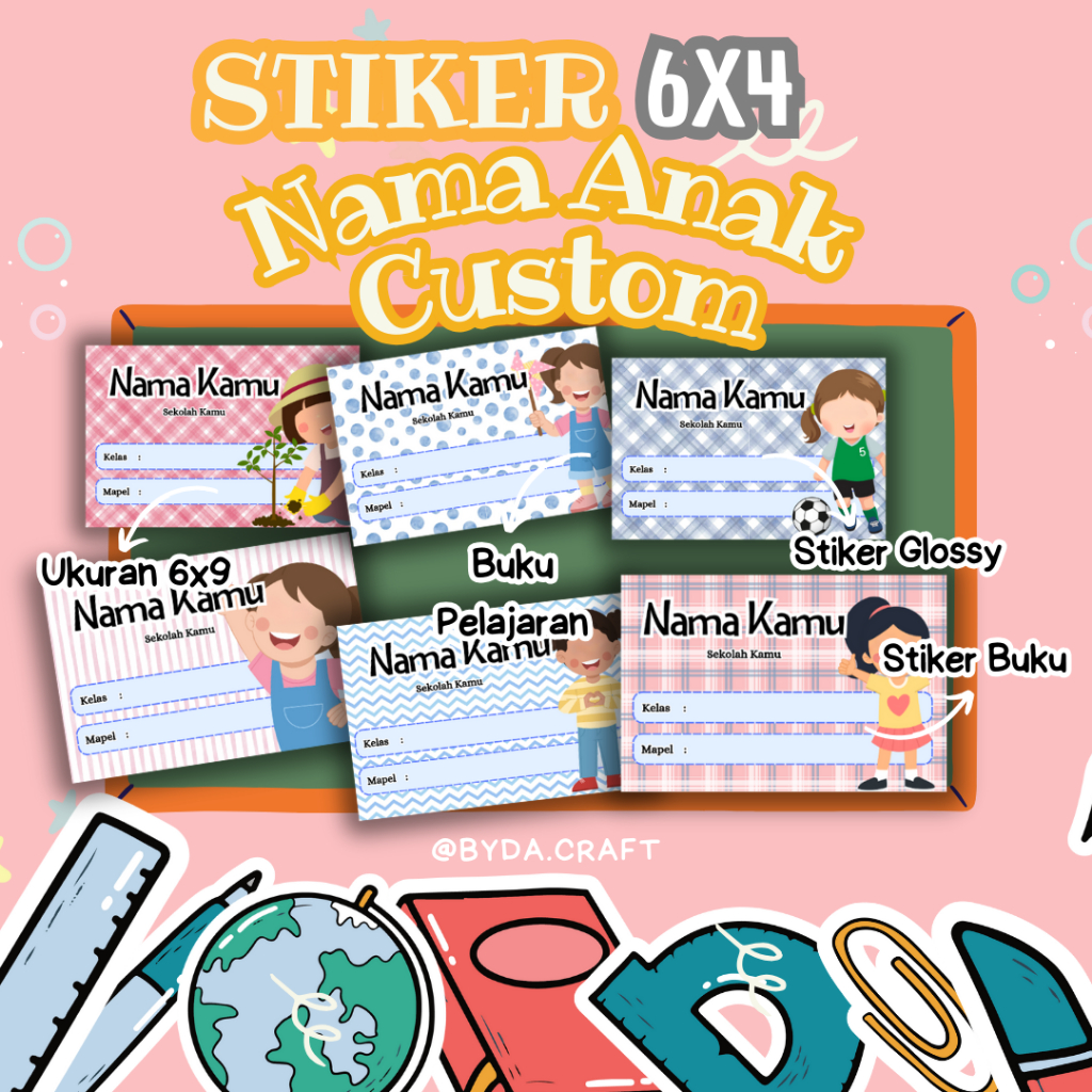 

Sticker Buku dan barang bisa custome pakai nama