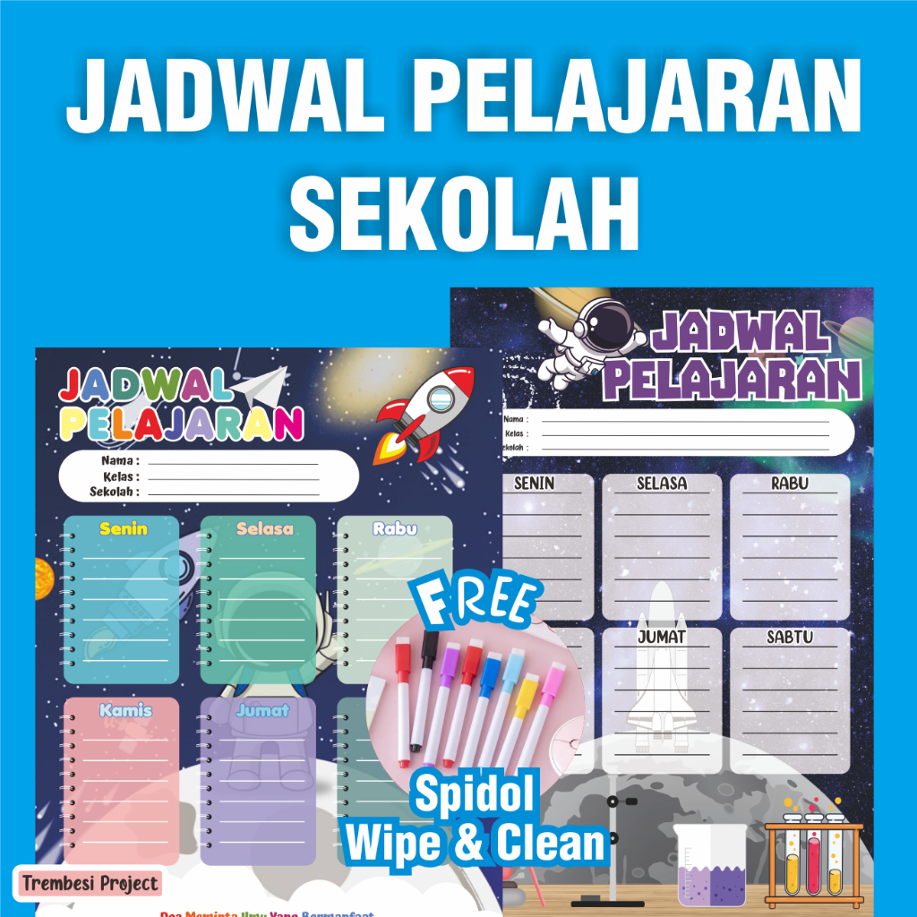 

JADWAL PELAJARAN DILENGKAPI SPIDOL POSTER DINDING ASTRONOT ANAK A3 BISA TULIS HAPUS