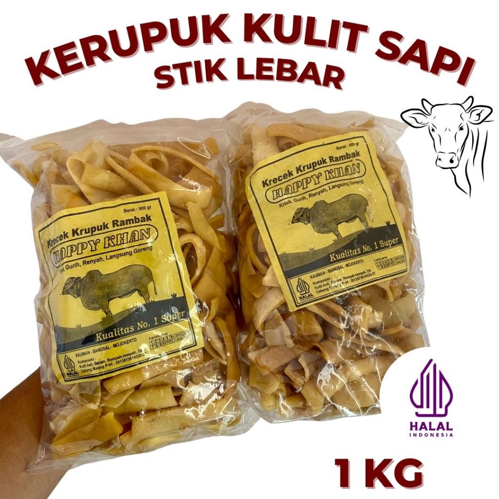 

Kerupuk Kulit Sapi 1 kg / Krecek Rambak Sapi 1kg / Krupuk Kulit Sapi Stik Lebar 1kg / Rambak Mentah