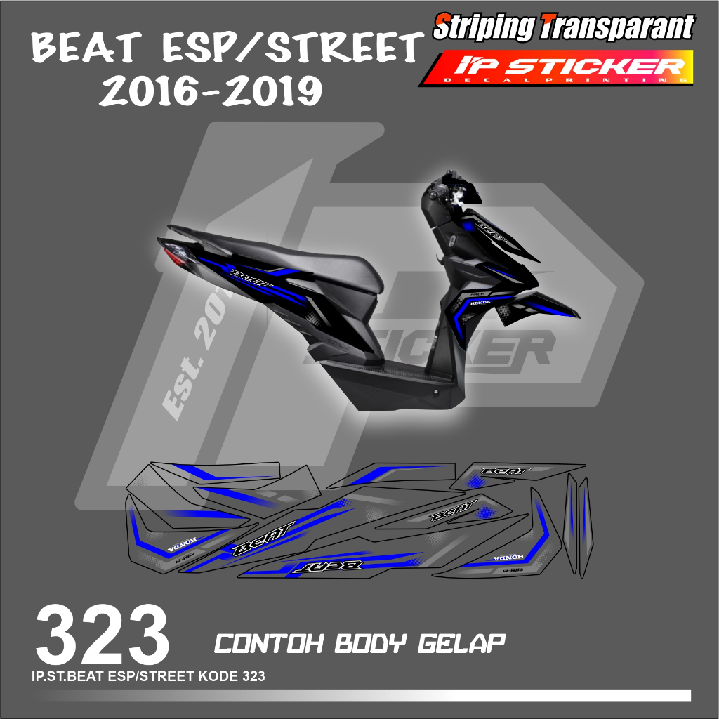 BEAT ESP/STREET 2016-2019  (COD) STIKER STRIPING MOTOR HONDA BEAT ESP/STREET HOLOGRAM DAN TRANSPARAN