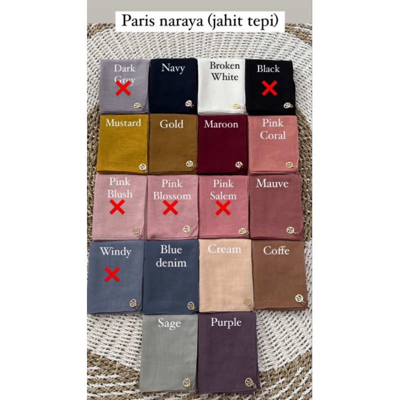 Naraya Paris Scarf (Polos/Bordir) by Naraya