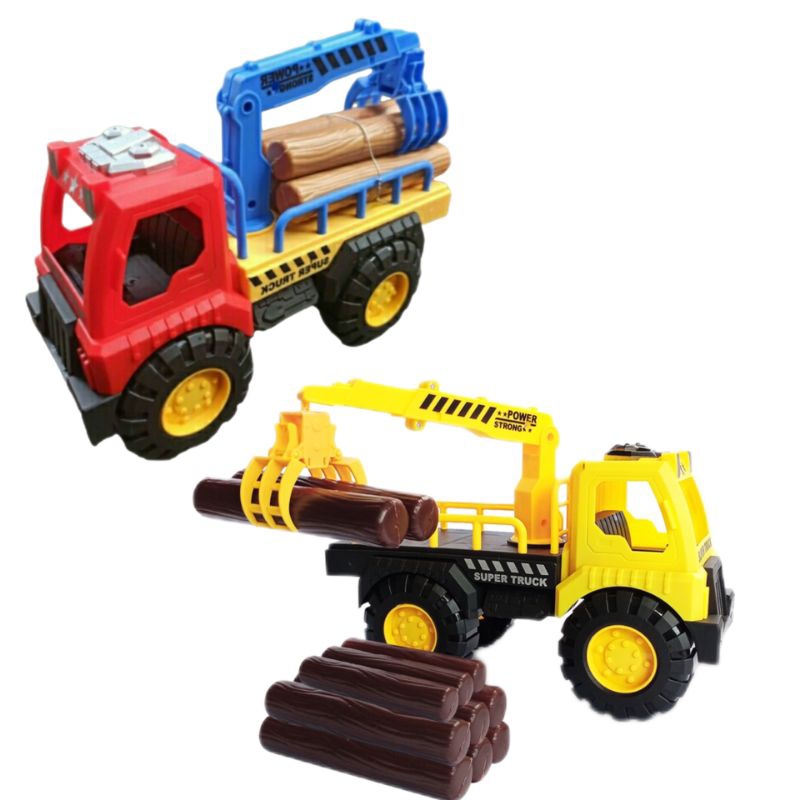 Mainan Mobil Truck Truk Crane Truk Pengangkat Kayu