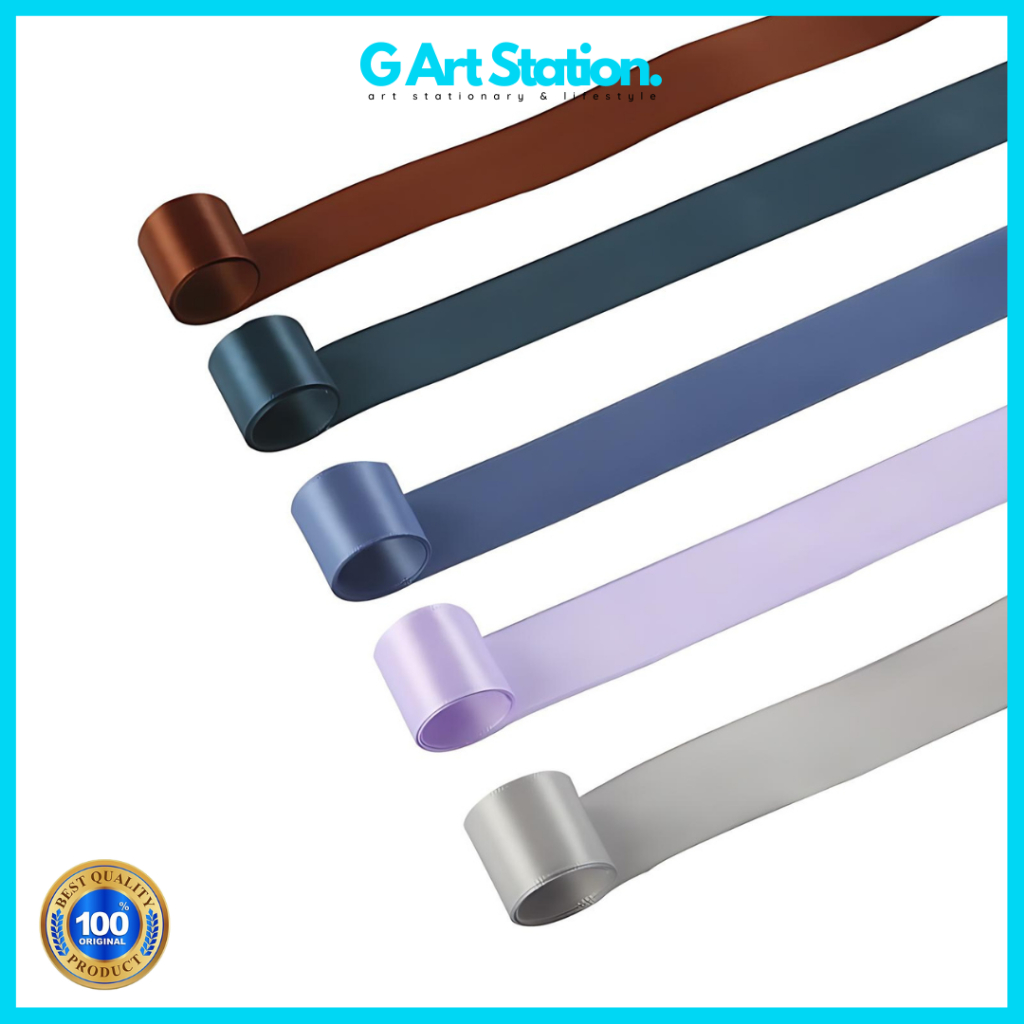 

RB [ ROLL ] Ribbon Satin / Pita Satin Premium Quality 2,5cm - Buket Bunga / Pita Kado 25mm 35 Yard