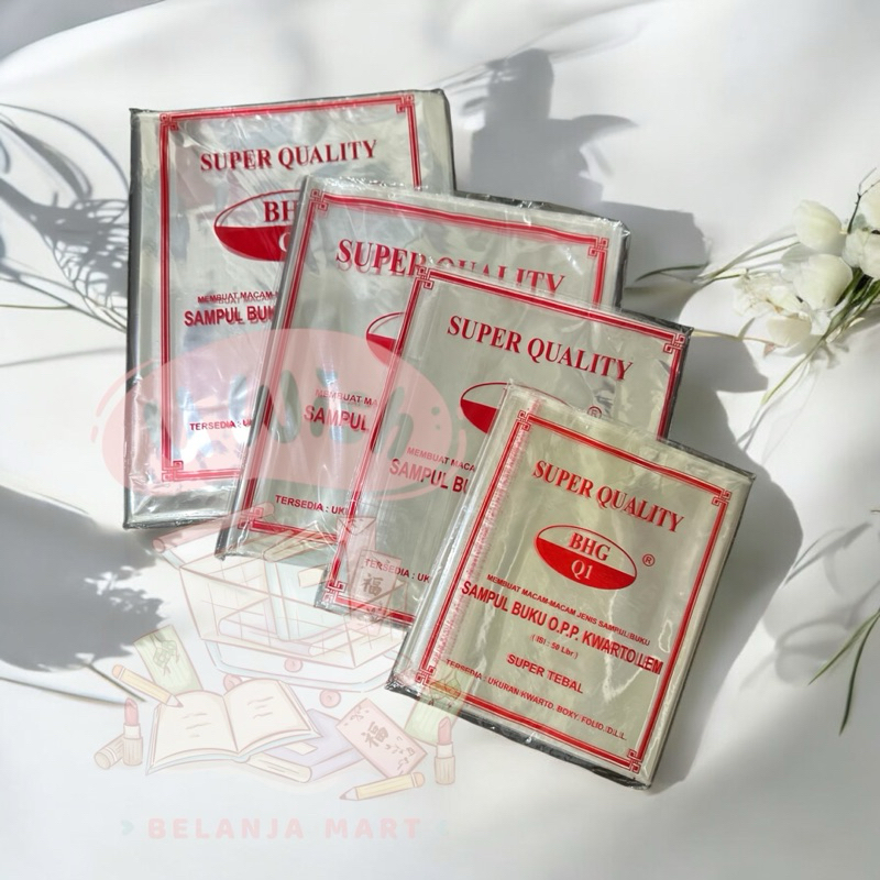 

[50 LEMBAR] SAMPUL BUKU PLASTIK BHG KWARTO BOXY LKS FOLIO | COVER BUKU OPP PLASTIK