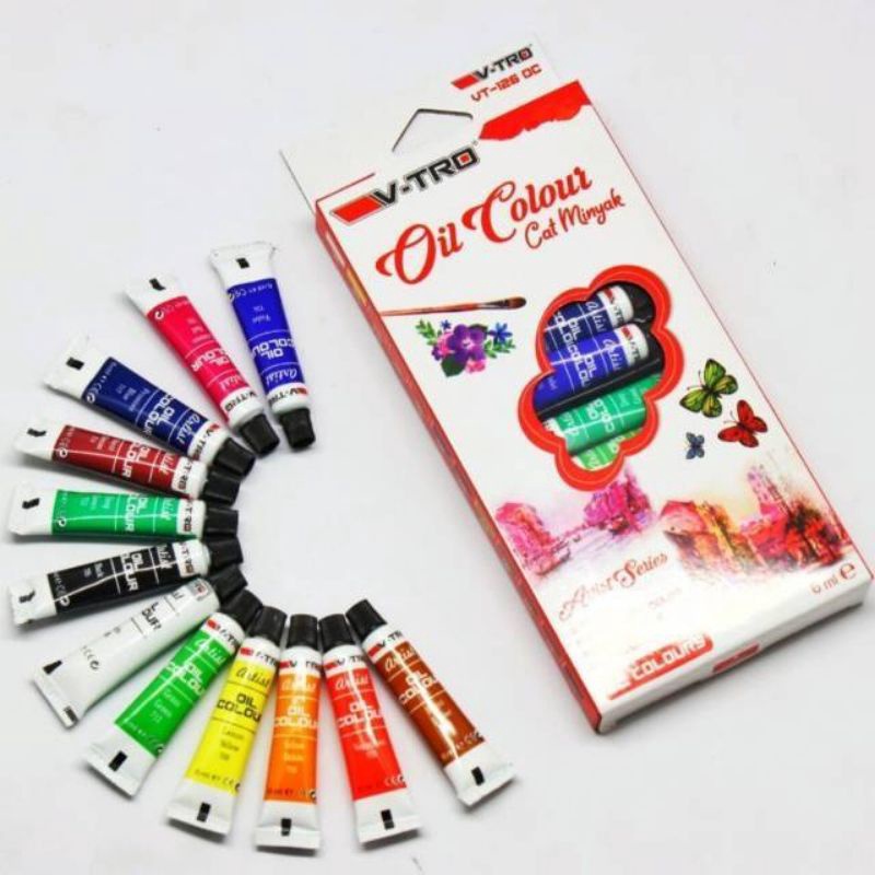 

DISKON BESAR Cat Minyak VTro VT126OC Set 12 Warna 6Ml Oil Colour