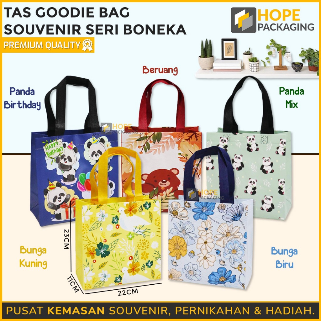 

MAKSIMAL Tas Goodie Bag Motif Boneka Size M 23x22x11cm Tas Tenteng Hadiah Ulang Tahun Anak Tas Souvenir Snack Ultah