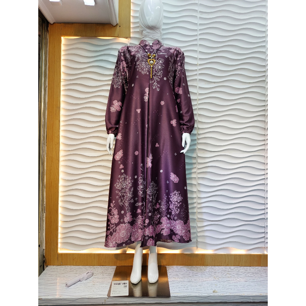 Gamis BERLIIN Bahan Silk Premium Motif Bunga Premium Fashion Muslim Kekinian Murah Bisa Jumbo LD 110