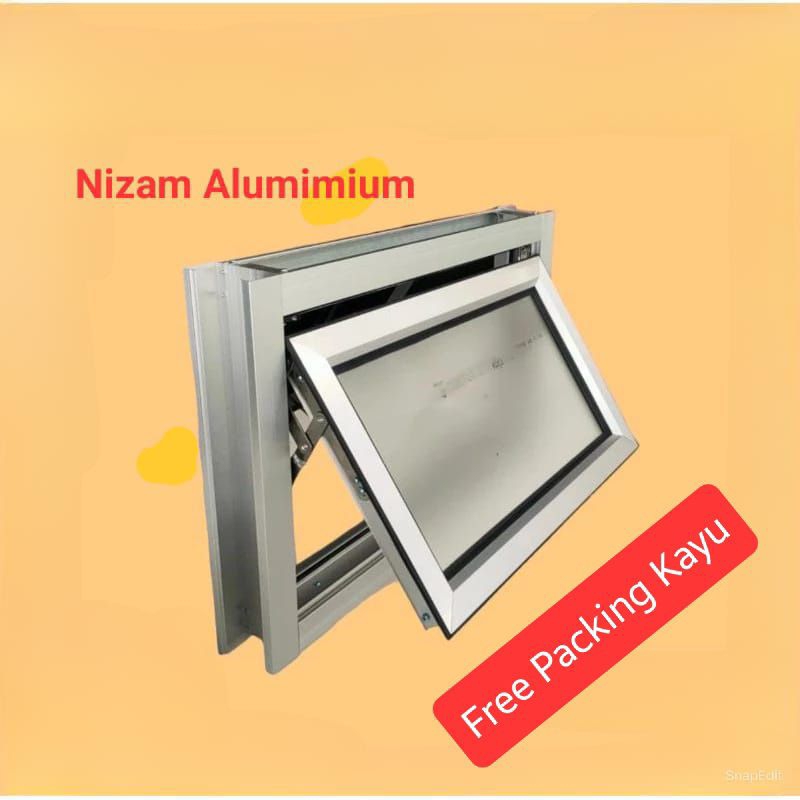 Jendela Boven Aluminium 40 x 60 FREE Packing Kayu